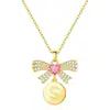 Collar Dorado Creativo Europeo y Americano Transfronterizo de 26 Letras Pendientes Compactos y Simples con Colgante de Corazón Joyería Regalo para Mujeres