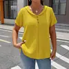 Moda Feminina Primavera/Verão 2026 Amazon Wish Transfronteiriço Novo Estilo Europeu e Americano Cor Sólida Botão Moda Blusa de Manga Curta para Mulheres