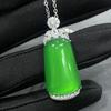 Amuleto de Paz de Calcedonia Verde Brasileña Tipo Hielo Natural Colgante de Calcedonia Verde Claro Incrustado Plateado