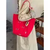 Bolsa de lona bordada com cachorrinho estilo coreano, nova bolsa tote dupla face de grande capacidade para mulheres, bolsa de ombro casual para o dia a dia