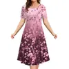 Impressão digital 3D nova moda feminina florido solto gola redonda saia vestido de praia 2024 quentes explosões transfronteiriças