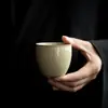 Taza de maestro de horno Ding Mo Ji taza de té floral ganso salvaje tallado peonía taza de té de cerámica taza de té de arcilla antigua