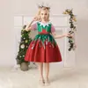 Nuevo vestido de cena navideña para niñas europeas y americanas de Amazon, vestido de fiesta de actuación para niñas.