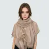 Novo lenço de laço de renda cor pura estilo fino primavera e outono lenço de seda extra longo xale de proteção solar lenço de cabeça versátil