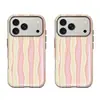 Funda Popular Transfronteriza de Película Rayada Rosa y Blanca Dos en Uno Adecuada para Apple 17 Pro Max, Samsung, Google, Xiaomi