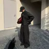 Pantalones Anchos Plisados de Rayas Oscuras Estilo Dinero Viejo Sueltos para Hombre Talla Pequeña Numerosos Botones Pantalones de Kendo Americanos Sueltos Pantalones Casuales