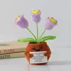 Flor de Tricô de Energia Positiva Transfronteiriça Planta em Vaso Produto Acabado Fio de Lã Flor de Simulação Ornamento de Mesa Boneca de Cartão de Mão