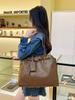 Bolso Tote de Cuero Suave de Gran Capacidad 2025 Nuevo Bolso de Axila Moda de Alta Gama Retro Cierre de Hombro Bolso Grande