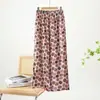Pantalones de pijama de algodón y seda Verano Sueltos Talla grande Pierna ancha Aspecto estilizado Pantalones de mujer Ropa de casa informal Pantalones casuales de algodón artificial