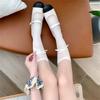 Calcetines JK de Malla Transpirable para Pantorrilla, Color Sólido, Huecos, Estilo Ballet de Verano, Delgados, con Lazo, Encaje Puro, de Caña Media