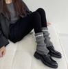 Calcetines cálidos de otoño e invierno con diseño de Sense Heap para cubrir las piernas de las mujeres con dobladillo a rayas y barras, calcetines deportivos de punto modernos y geniales.