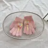 Luvas Infantis para Idades 7-12, Outono e Inverno Quentes Coração Pirulito Dedos Separados Luvas de Cinco Dedos para Meninas, Forradas com Lã e Espessadas Lote