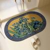 Alfombra de baño de diatomeas semicircular, antideslizante, de secado rápido, absorbente de agua para puerta de inodoro