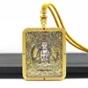 Colgante de Tanka de Dragón Guardián de Ocho Lados Doble Cara de Color Conservado con Pintura a Mano Dorada, Collar Amuleto de Buda Portátil