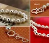 Joyería de moda coreana pulsera de plata de ley 990 al por mayor pulsera de cuentas redondas completamente lisa pulsera de plata de ley