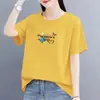 Camiseta Feminina de Manga Curta para Exportação, Novo Estilo Popular Verão 2026, Caimento Solto, Tamanho Grande, Emagrecedor, Top Versátil da Moda, Estilo Ins