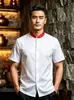Uniformes de chef para catering e hotelaria, uniformes de trabalho de chef de restaurante chinês para hotelaria, uniformes de chef de manga curta para o verão, podem ser bordados com um logotipo
