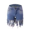 Primavera 2024 Americano Amazon Europeo y Americano Jeans de Moda en Stock Comercio Exterior Shorts de Mezclilla con Flecos para Mujer Mujer Transfronteriza