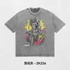 Camiseta Informal Holgada de Manga Corta con Estampado de Dibujos Animados y Anime, Algodón Lavado Transpirable Delgado de Verano, Transfronteriza, 230g