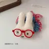 Óculos de Pelúcia Fofos da Moda Prendedor de Cabelo de Coelho Boneca Recheada com Algodão Presilha Bb Acessório de Cabelo para Coque Rabo de Cavalo para Mulheres