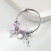 Nova Pulseira Prata de Aço Inoxidável Panjia com Pingente de Laço Borboleta de Liga, Pulseira Versátil Ajustável para Mulheres