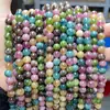 Pedras Naturais Calcedônia Coloridas de Turmalina, Pedras Redondas de Alta Qualidade, Acessórios para Joias DIY, Produtos Semi-Acabados para Pulseiras Venda por Atacado