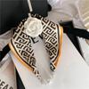Bufanda Primavera y Otoño Perlas Perezosas Colgante Bufanda Protección Cuello Clavícula Perla Bufanda Pequeña Tira Larga Hebilla Magnética Collar Bufanda de Seda