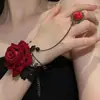Pulsera Lolita Rosa Estilo Nuevo Pulsera Moda Flor Estilo Gótico Pulsera de Encaje Accesorios de Flor de Rosa Fresca