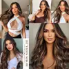 Perucas de Comércio Exterior Estilo Europeu e Americano para Mulheres, Cabelo Longo Ondulado com Mechas, Rede Rosa, Aplique de Fibra Sintética de Alta Temperatura, Estilo Europeu e Americano Fashion