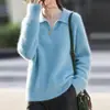 Suéter de punto de lana con cuello polo, nuevo para otoño e invierno 2026, de importación transfronteriza, camiseta básica de manga larga, top ajustado para mujer