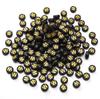 Cuentas redondas planas de acrílico de 4 x 7 mm con letras de oro negro, hechas a mano, accesorios de bricolaje, collar de cuentas sueltas.