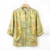 Novo Cardigã Estilo Chinês Primavera/Verão 2026 para Mães, Blusa Tradicional Estilo Chinês de Manga Três Quartos, Camisa Tang Suit para Mulheres de Meia-Idade e Idosas