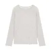 MR [terciopelo de nieve en stock] camiseta fina de manga larga protectora solar para mujer, verano, cuello redondo, translúcida, holgada