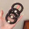 Simple Liga para el Cabello de Seda de Leche Perla para Otoño e Invierno, Diadema para el Cabello de Mujer, Scrunchie Brillante Color Rojo Vino, Cuerda para el Cabello con Perlas