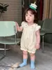 Macacão Curto de Verão para Bebê Menina Renda Doce Gola Boneca Macacão para Bebês e Crianças Pequenas Macacão de Verão para Uso Externo