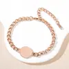 Pulsera de Cadena Cubana Transfronteriza Pulsera Metálica Grabada con Láser Nuevo Estilo Europeo y Americano Pulsera Redonda de Acero Inoxidable sin Palabras en Blanco