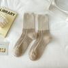 Calcetines de lana para mujer, otoño e invierno, combinación de colores, longitud hasta la mitad de la pantorrilla, calcetines marrones lechosos japoneses, cálidos Maillard con pantuflas peludas