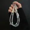 Corrente de Celular de Cristal Luxuosa e de Alta Qualidade, Cordão de Celular com Corrente Dupla de Contas em Formato de Frasco de Perfume da Moda, Corrente Curta para Pulso