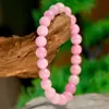Pulsera de Perlas de Kunzita Morada de Moda Europea y Americana para Mujer, Pulsera Elástica Versátil de Jade Morado Hecha a Mano, Joyería de Comercio Transfronterizo