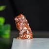 Enfeites de Leão Feitos de Resina e Cristais Naturais, Posição Sentada, Plantas Verdes de Leão, Decoração de Estátua para Desktop, Escritório, Casa