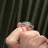 Anillo de Luz LED CNC Brillante de Plata Esterlina S925 Joyería Diseño de Nicho Elegante Estilo Francés Moda Anillo Vintage