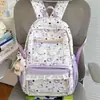 Mochila con Estampado Completo de Gato de Dibujos Animados Linda Serie Sal Marina para Estudiantes de Primaria, Mochila de Viaje Versátil y a la Moda para Niñas