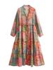 Al por mayor 20214 primavera estampado manga larga temperamento adelgazante vacaciones vestido amplio KK6-72952