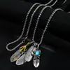 Collar Personalizado Retro de Pluma Takahashi Goro Colgante Hip-Hop para Hombre Tendencia Personalizada Estilo Coreano Pareja Estudiante Colgante de Acero de Titanio