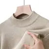 Suéter redondo masculino transfronteiriço, coleção outono/inverno, pulôver liso, camada base de tricô, roupa íntima casual