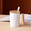 Caneca com Alça de Madeira com Tampa de Madeira Colher Simples Negócios Escritório Copo de Cerâmica Caixa de Presente Copo para Casal Logotipo Imprimível