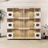 Gabinete para Gatos, Villa para Gatos, Guardería y Cría de Gatos Exhibidor para Tienda de Mascotas, Sala de Parto para Gatos, Criadero de Gatos, Tres Pisos Madera Maciza Leiledezhu