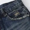 Calça jeans larga lavada e desgastada para homens, estilo de rua punk, jeans casual estilo pai, esfregada à mão, calça comprida reta solta