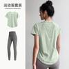 Traje de Ropa de Yoga de Malla para Mujer Ropa de Entrenamiento de Pilates Manga Corta Delgado Holgado Secado Rápido Running Deportes Fitness Top