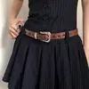 Cinturón Blanco Retro Y2K con Relieve Americano para Mujer Nuevo Estilo 2025 Accesorios a Juego Cinturón para Pantalones Diseño de Cinturón Nicho